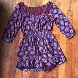 Maroon long sleeve romper